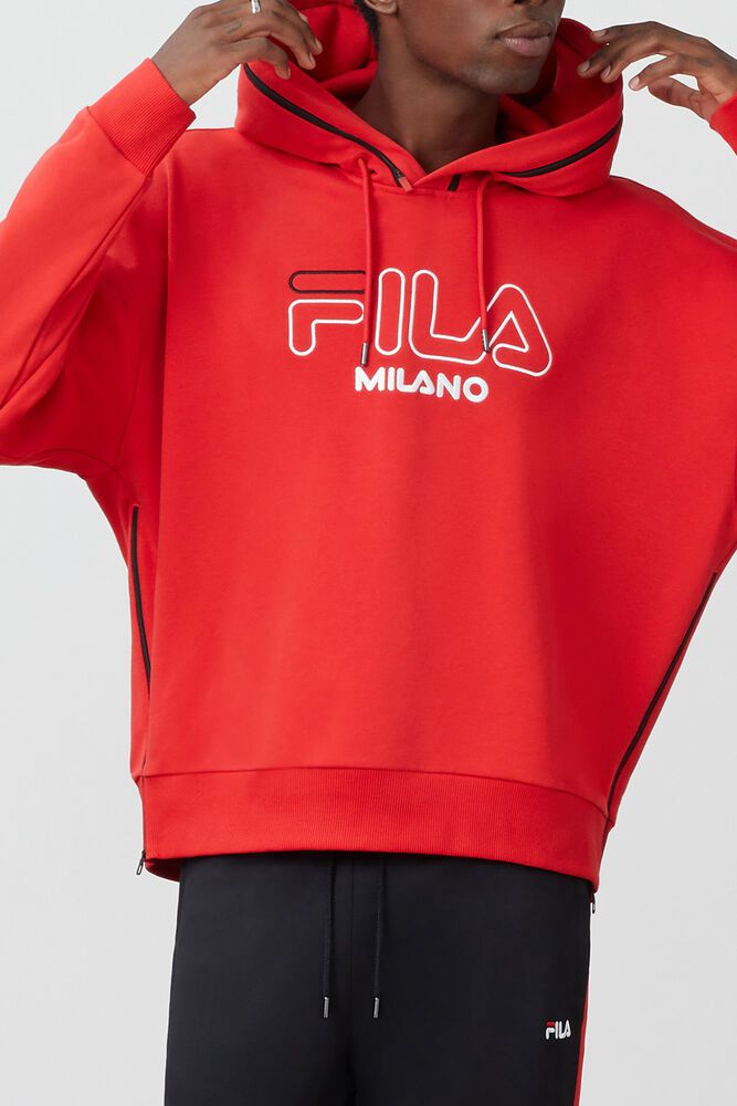 Fila Hoodie Milano French Terry Mens Red - India BLP-421370